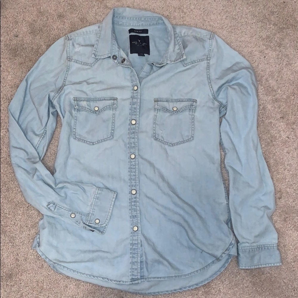 Jean long sleeve shirt button up